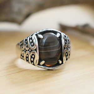 Brown Agate STONE,925 Sterling Silver SIZE 10.5